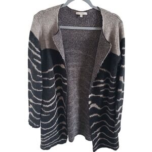 Elisabetta Italy Woman Size M Animal Print Open Cardigan Wool Alpaca Blend